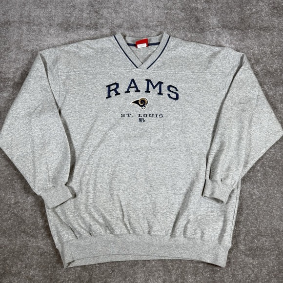 St Louis Rams NFL Sweatshirt Men's XL Gray Long Sleeve Embroidered Football - Picture 1 of 7